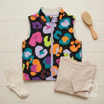 French Terry Sommersweat in Schwarz mit Leopard, Stoff in ganzer Breite